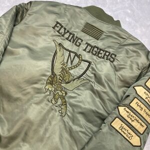 Vancarhell Flying Tigers Bomber Jacket Mens S Green Fighter Jet Top Gun Military